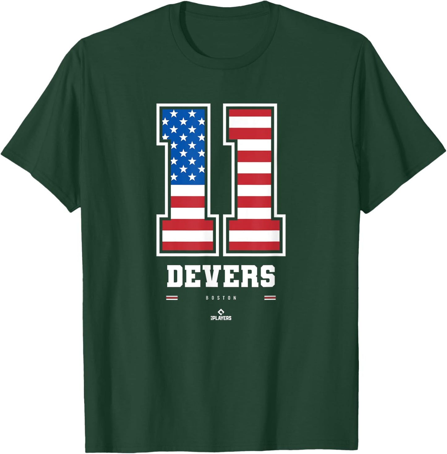 Rafael Devers - US Flag Number T-Shirt - T-Shirt | Forest