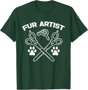Funny Fur Artist Dog Groomer Grooming Pet Stylist Women Girls Kids T-Shirt - T-Shirt | Forest