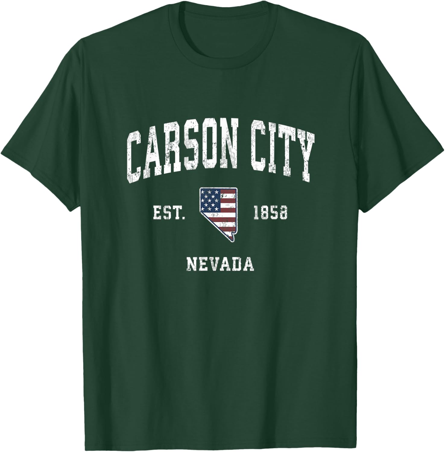 Carson City Nevada NV Vintage American Flag Sports Design Women Kids Men T-Shirt - T-Shirt | Forest