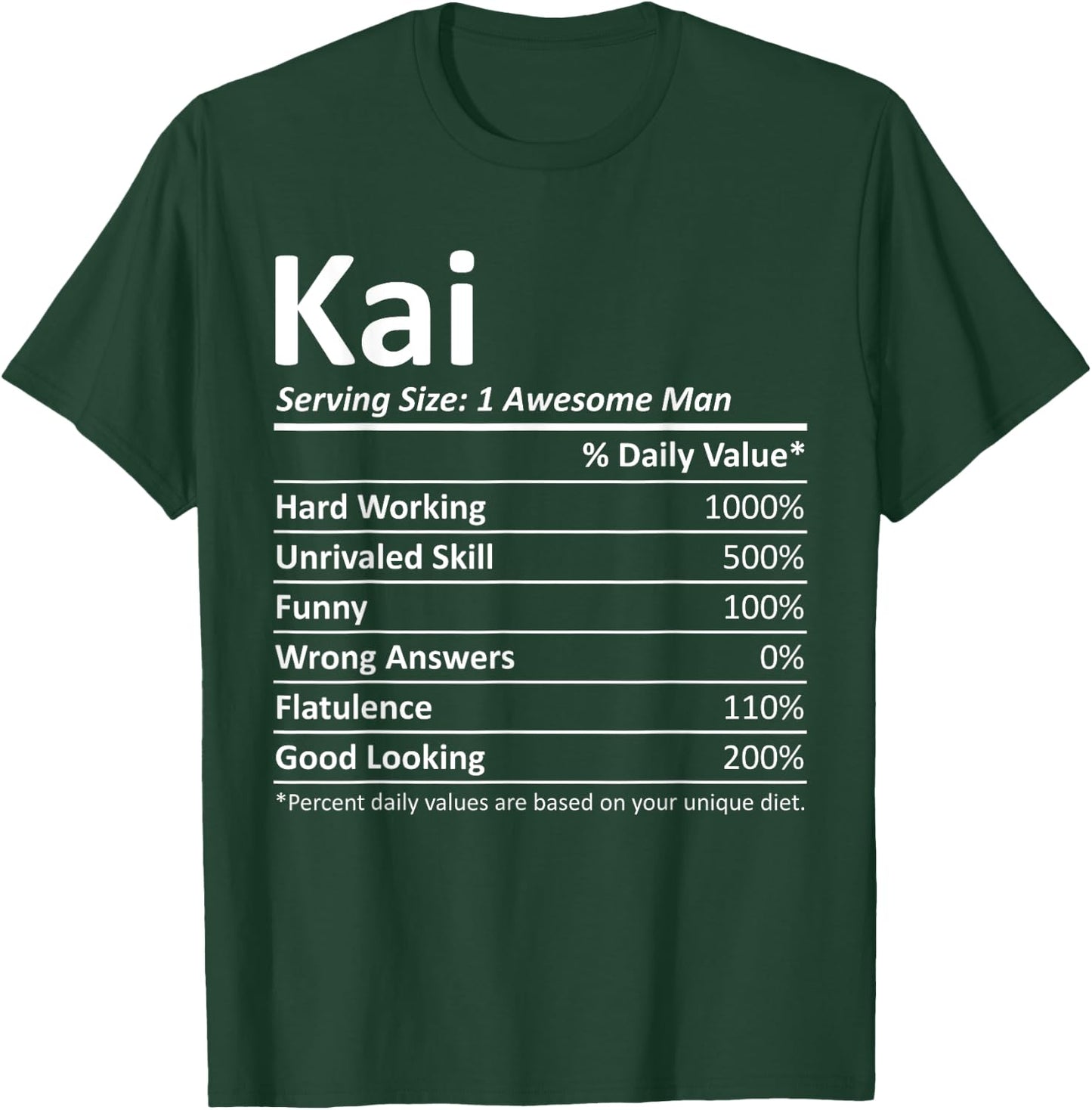 KAI Nutrition Funny Birthday Personalized Name Gift T-Shirt - T-Shirt | Forest