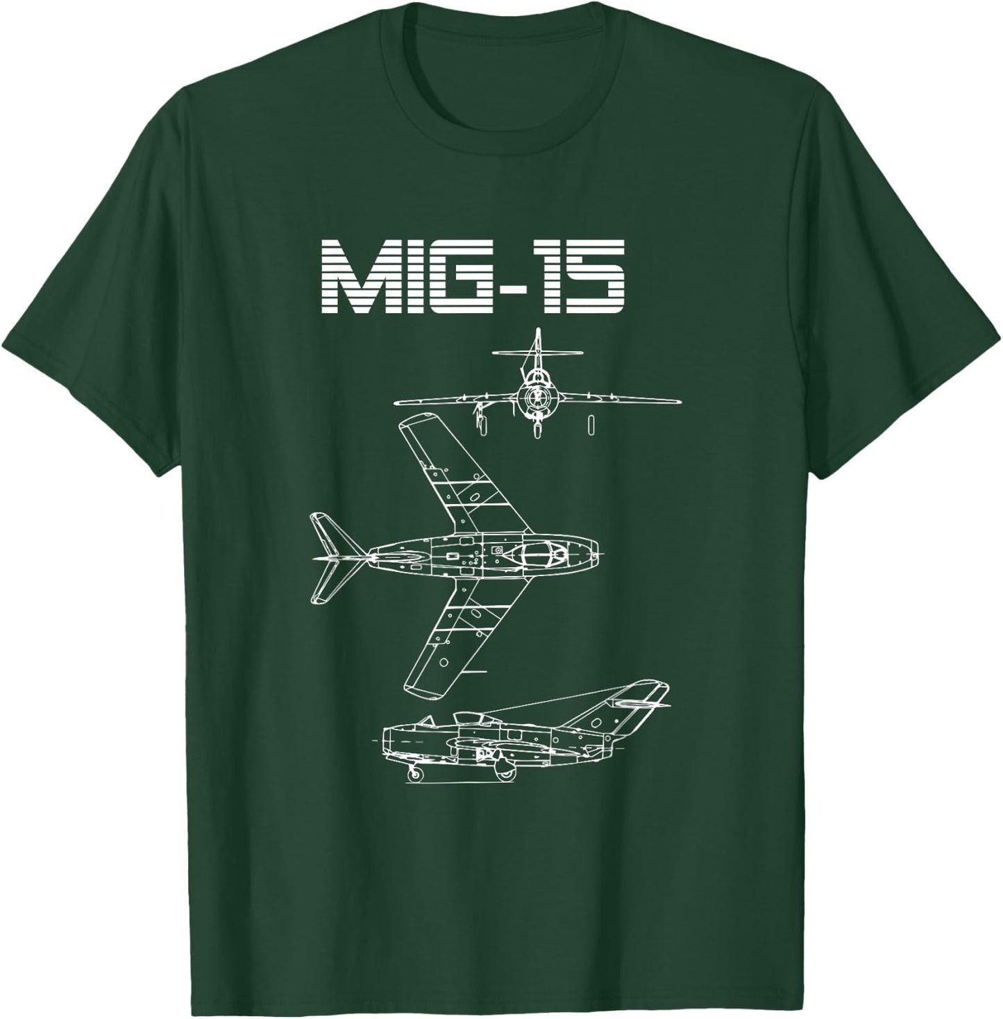 Mig-15 Soviet Plane Warbird Blueprint Schematics Diagram T-Shirt - T-Shirt | Forest