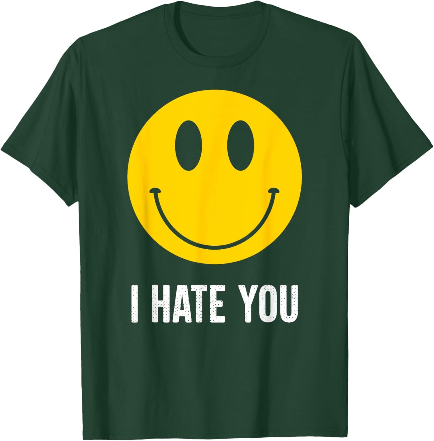 Retro Vintage Yellow Happy Smile Face Emoticon I Hate You T-Shirt - T-Shirt | Forest