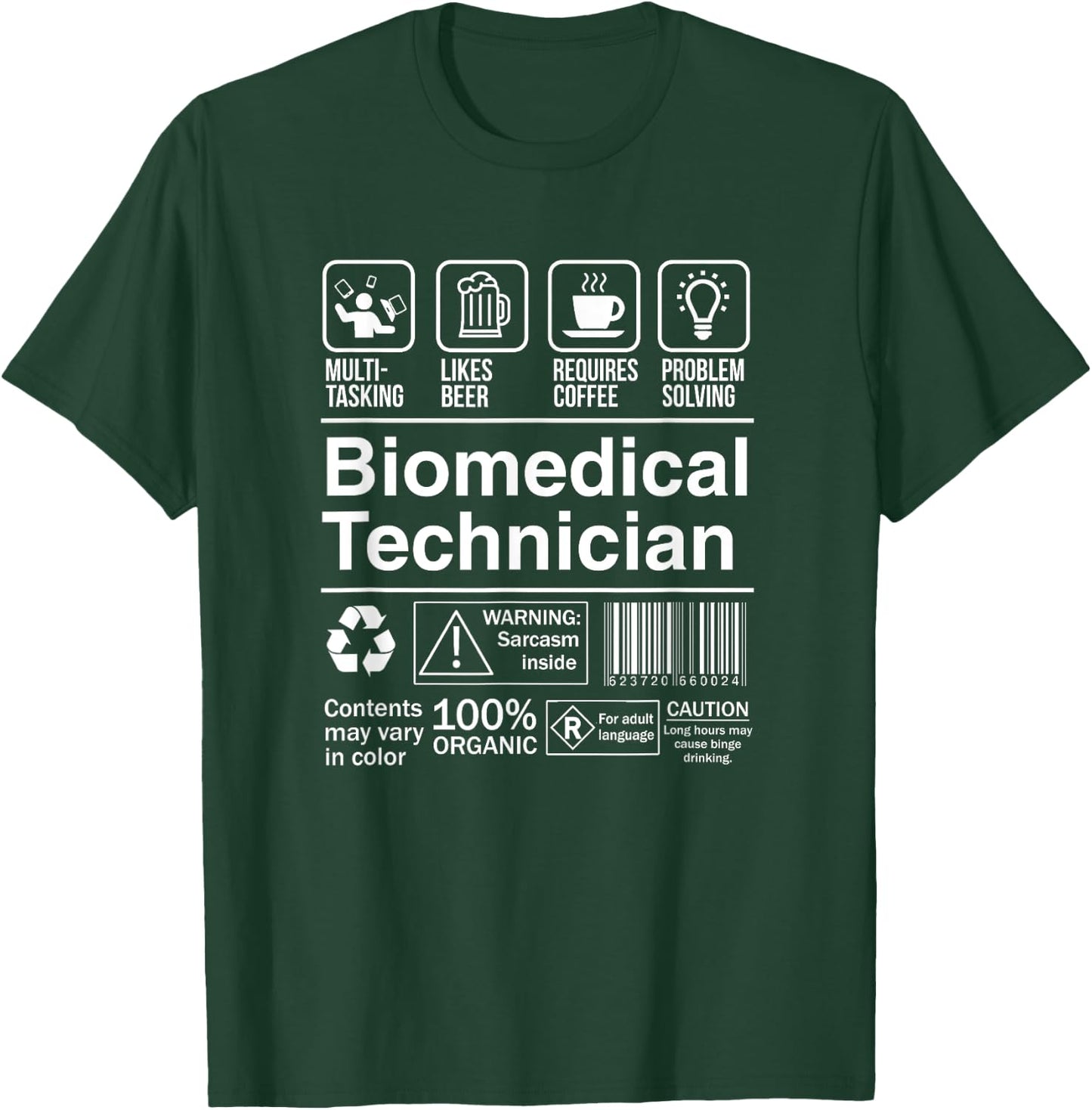 Biomedical Technician Funny Description Label T-Shirt - T-Shirt | Forest