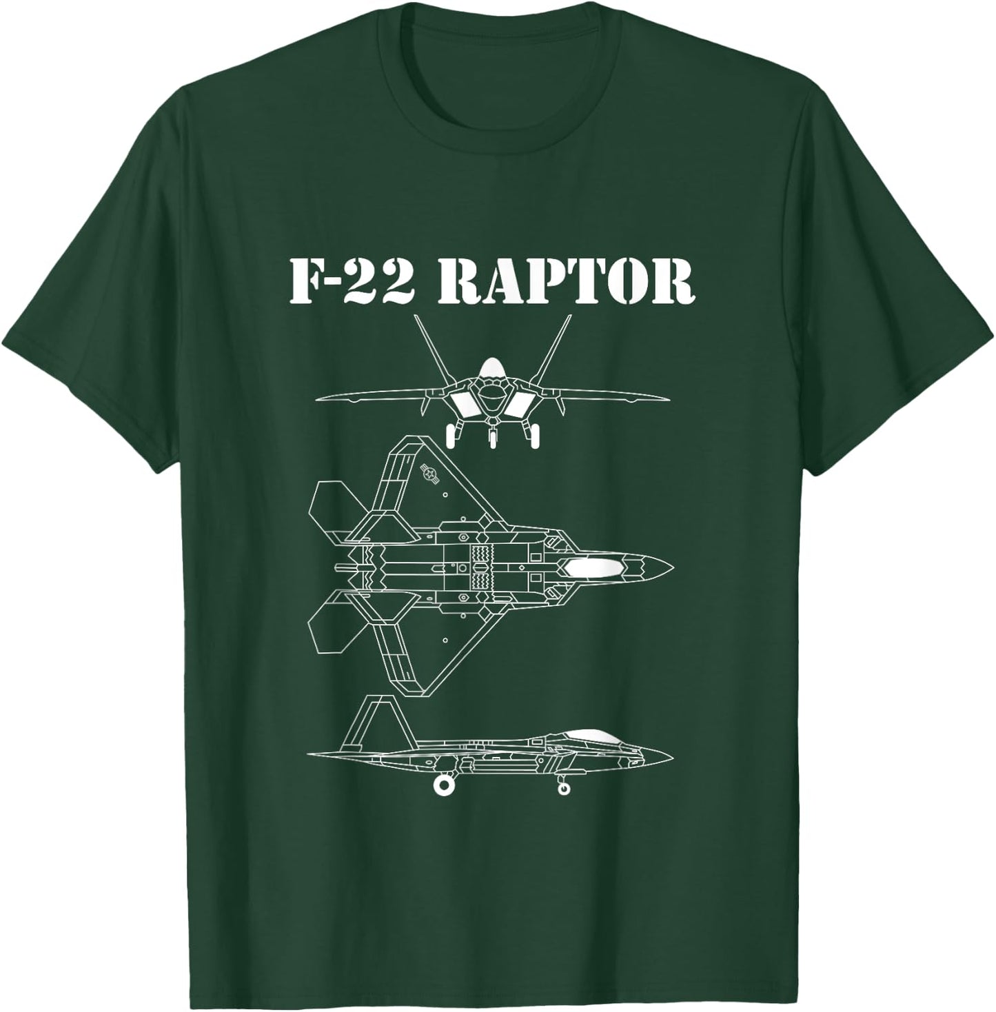 F-22 Raptor Fighter Jet Aeroplane Pilot Military Plane F22 T-Shirt - T-Shirt | Forest