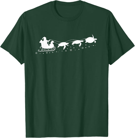 Santa Sleigh Sea Turtles Christmas Sea Turtle Lovers T-Shirt - T-Shirt | Forest
