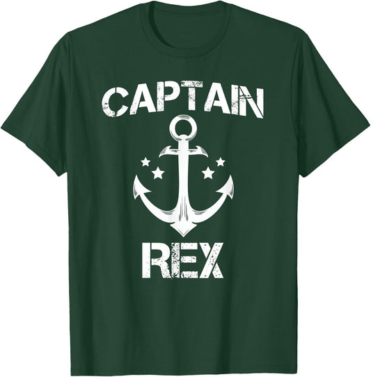 CAPTAIN REX Funny Birthday Personalized Name Boat Gift T-Shirt - T-Shirt | Forest