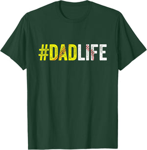 Dad Life Softball Daddy Baseball Sports Lover Father's Day T-Shirt - T-Shirt | Forest