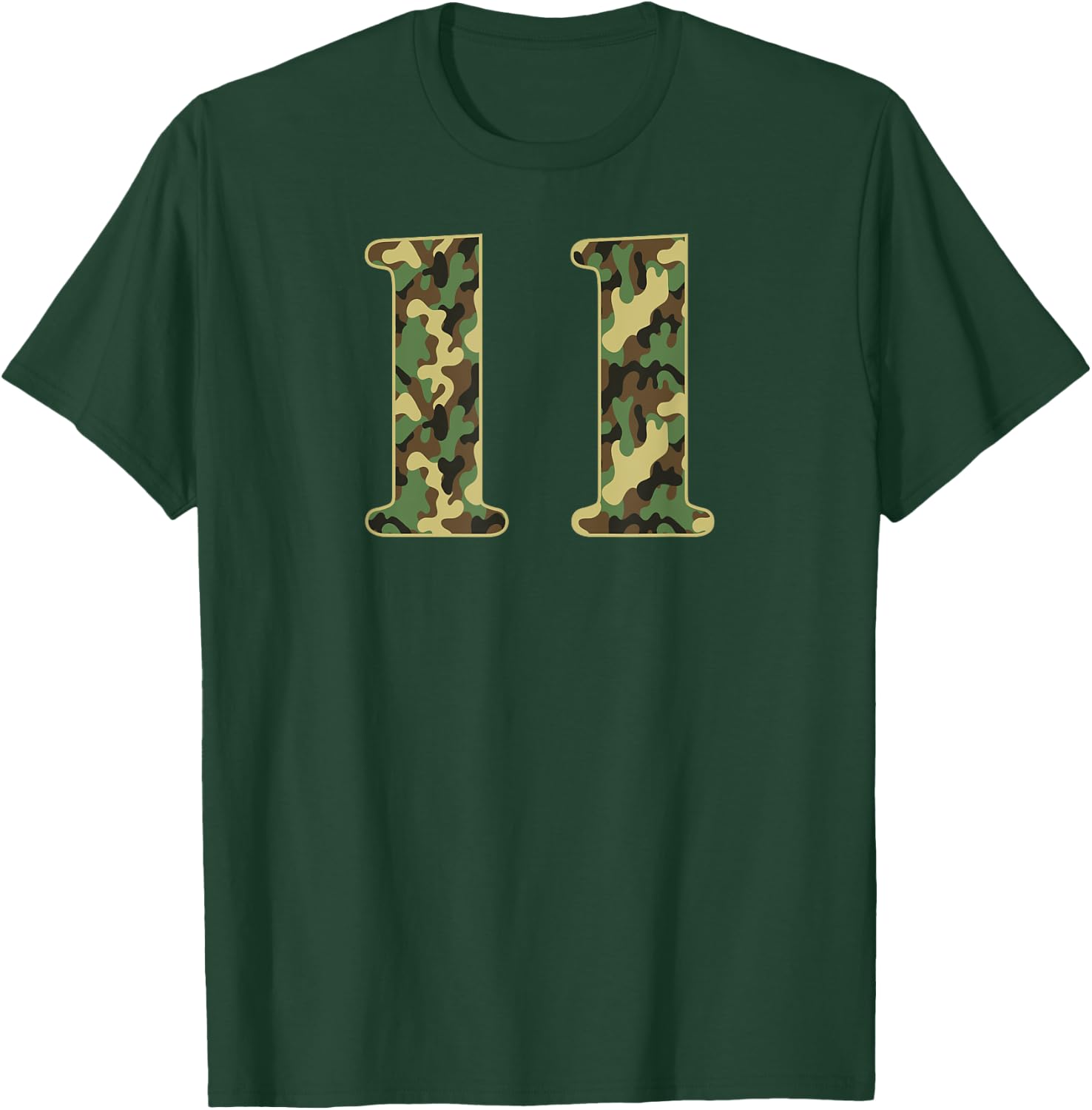 11th Birthday Soldier 11 Year Old Military Themed Camo T-Shirt - T-Shirt | Forest