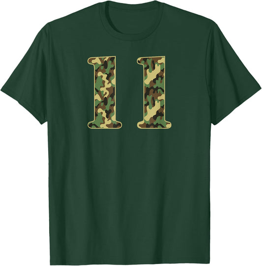 11th Birthday Soldier 11 Year Old Military Themed Camo T-Shirt - T-Shirt | Forest