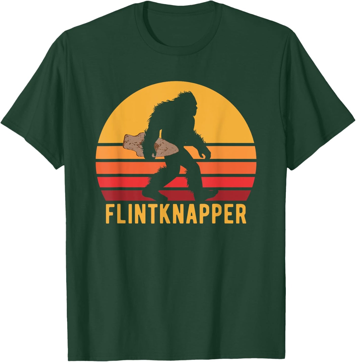 Retro Bigfoot Flintknapping Vintage Sasquatch Flintknapper T-Shirt - T-Shirt | Forest