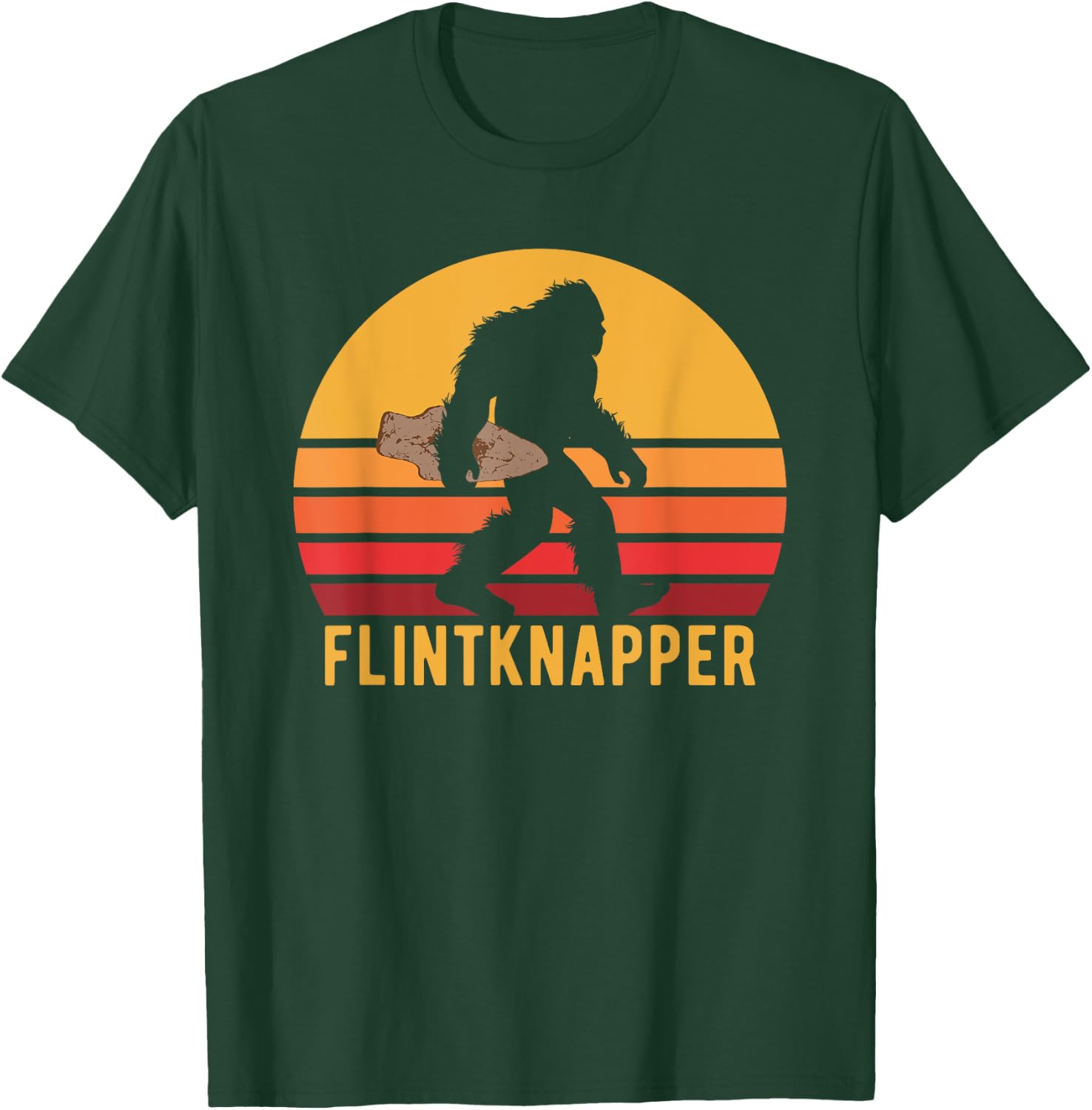 Retro Bigfoot Flintknapping Vintage Sasquatch Flintknapper T-Shirt - T-Shirt | Forest