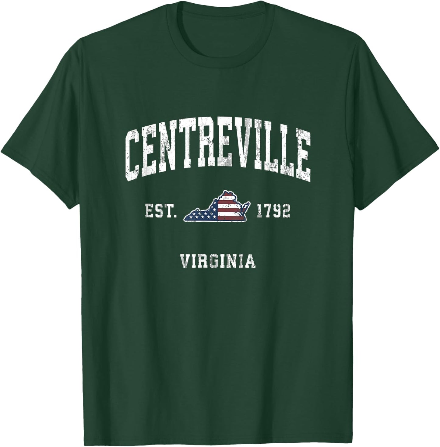 Centreville Virginia VA Vintage American Flag Sports Design T-Shirt - T-Shirt | Forest