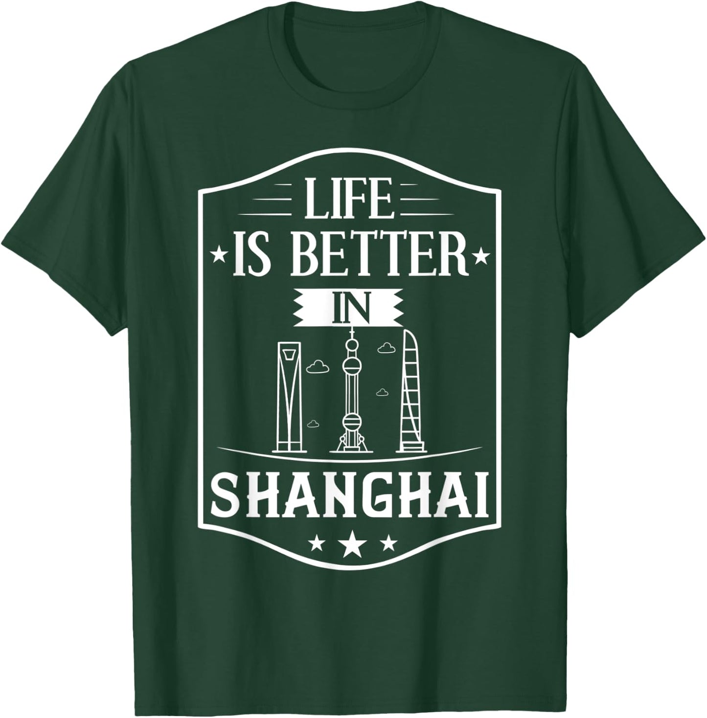 Shanghai China City Skyline Map Travel T-Shirt - T-Shirt | Forest