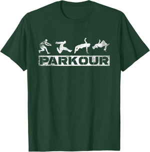 Cool Parkour Distressed Backflip Funny Free Running Parkour T-Shirt - T-Shirt | Forest