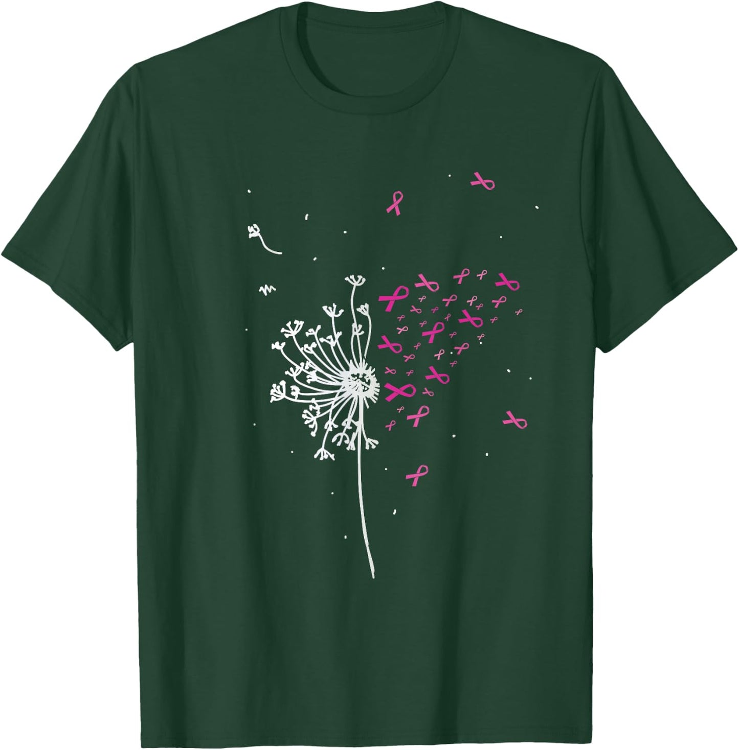 Dandelion Pink Ribbon Cool Breast Cancer Awareness Gifts T-Shirt - T-Shirt | Forest