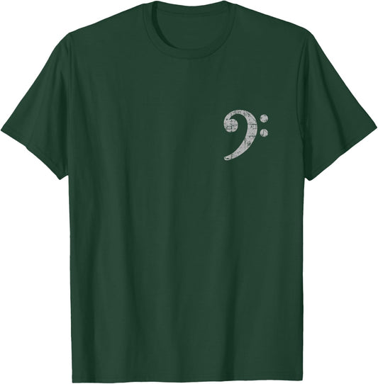 Bass Clef (Vintage Gray Left) Bassist Bass Player T-Shirt - T-Shirt | Forest