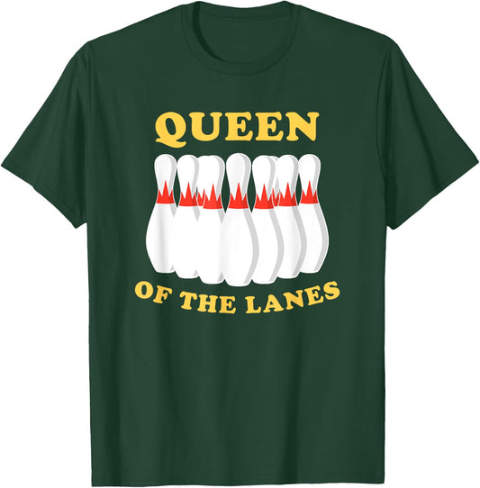 Bowling Queen Of The Lanes Girls or T-Shirt - T-Shirt | Forest