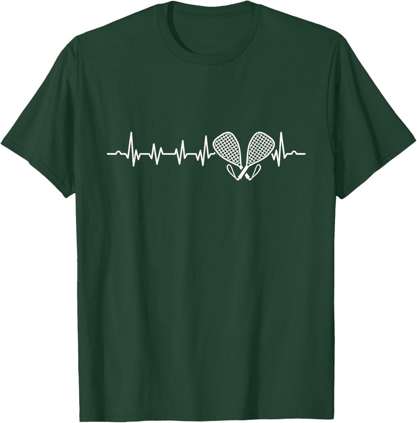 Racquetball Racket Ball Player Heartbeat T-Shirt - T-Shirt | Forest
