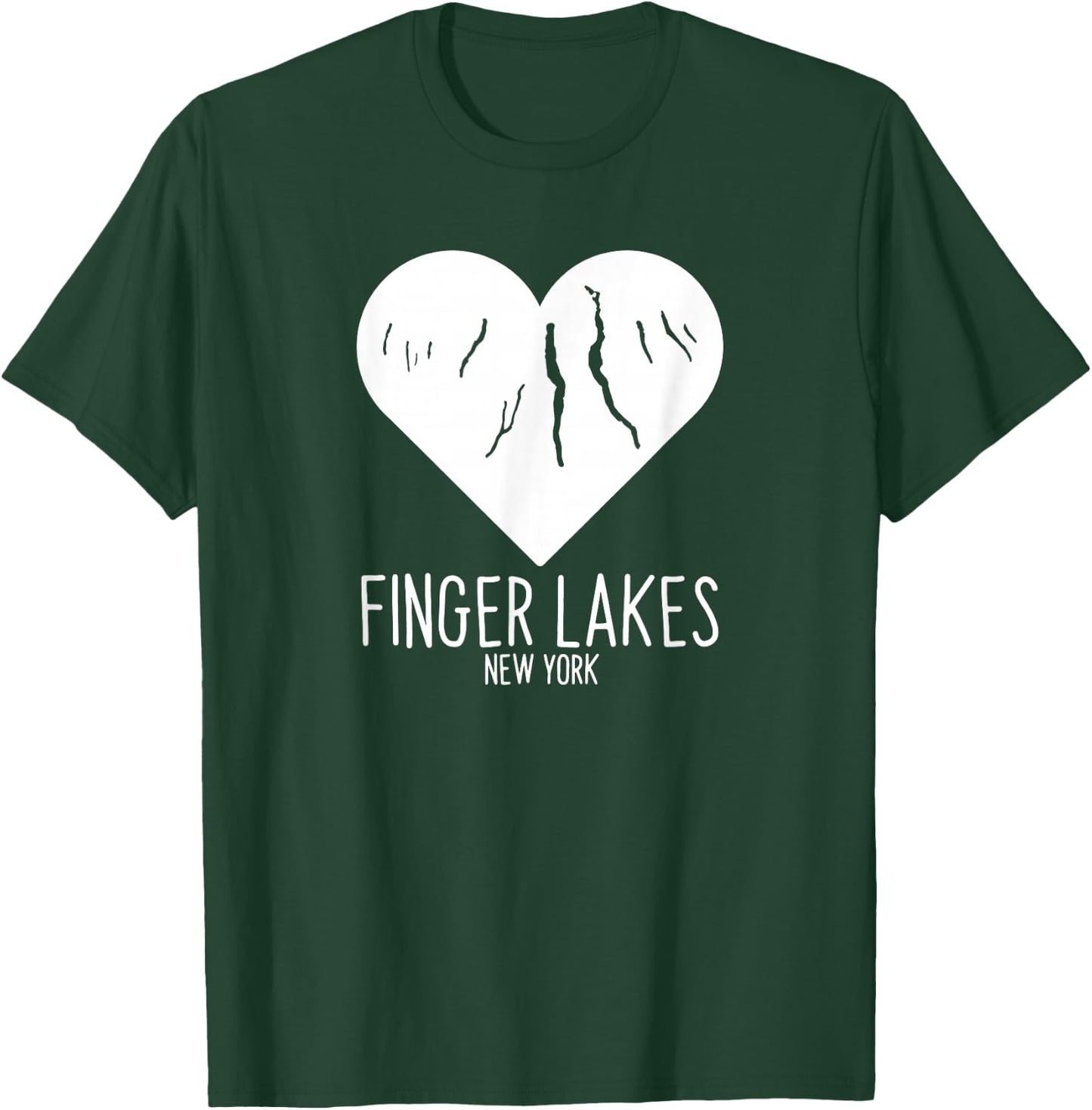 Finger Lakes New York Love Heart T-Shirt - T-Shirt | Forest