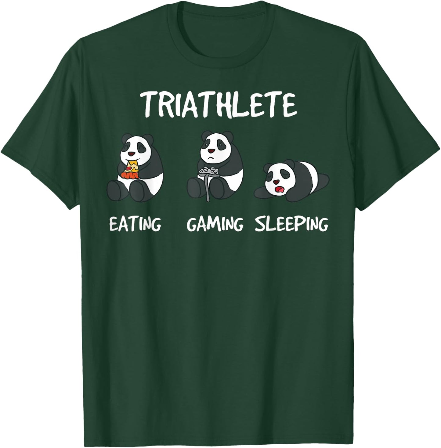 Gamer Triathlete Funny Gaming Panda Bear Playing Video Game T-Shirt - T-Shirt | Forest
