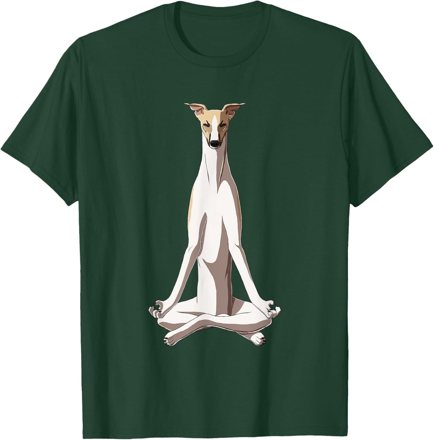 Funny Yoga Dog Whippet Men Women Girls Kids T-Shirt - T-Shirt | Forest