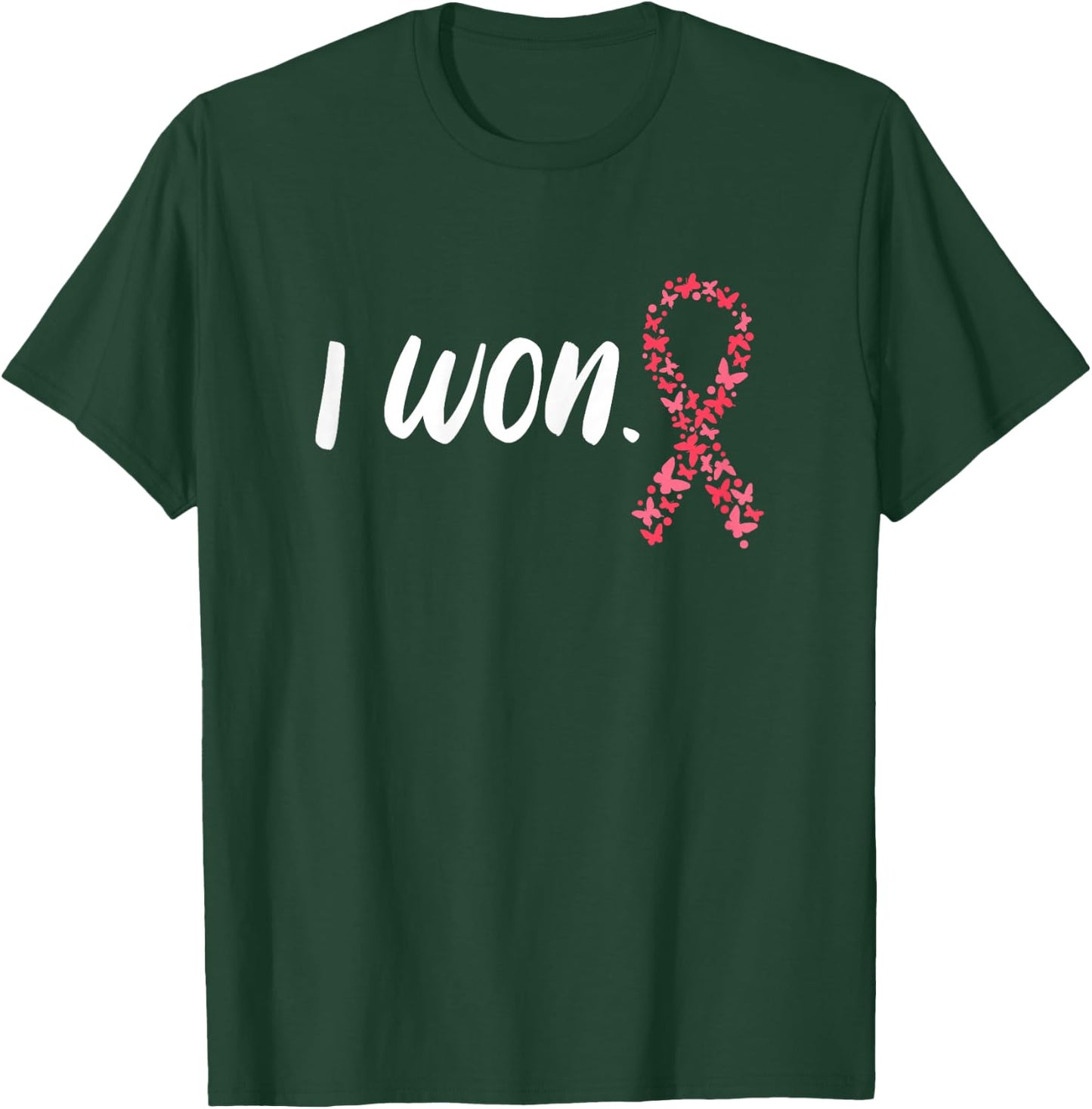 I Won Breast Cancer Awareness Support Pink Ribbon Survivor T-Shirt - T-Shirt | Forest