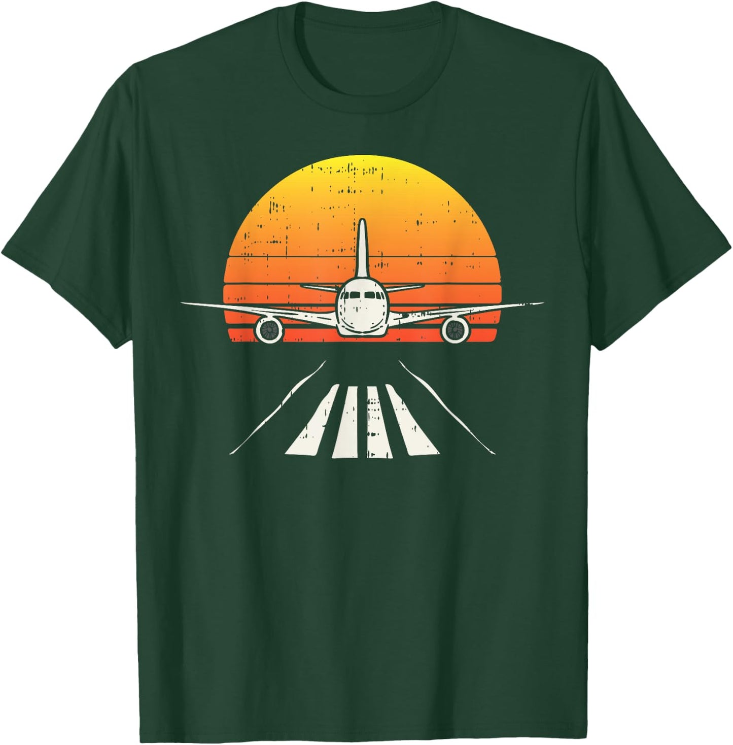 Landing Airplane Retro Aeroplane Pilot Aviation Lover Gift T-Shirt - T-Shirt | Forest