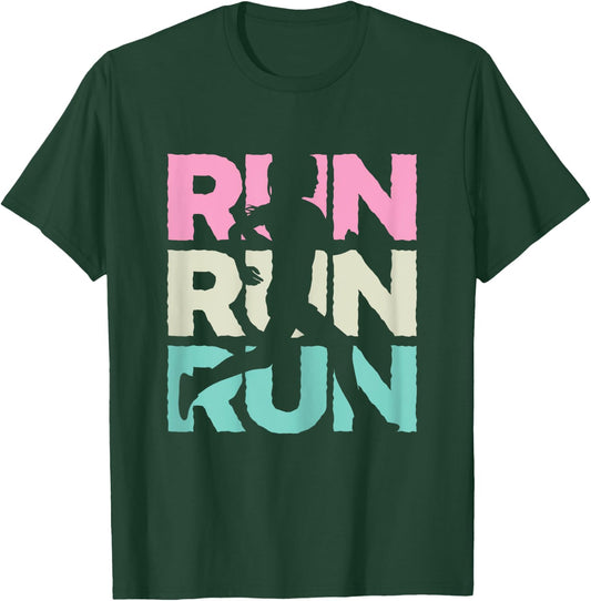 Retro RUN Runner Jogger Marathon Vintage for Girls Women T-Shirt - T-Shirt | Forest