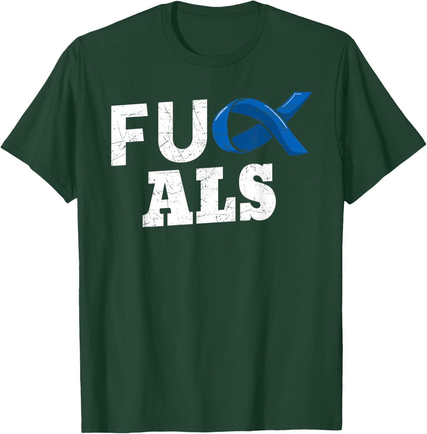 ALS Disease Lou Gehrig's Blue Ribbon Neurological Disorders T-Shirt - T-Shirt | Forest
