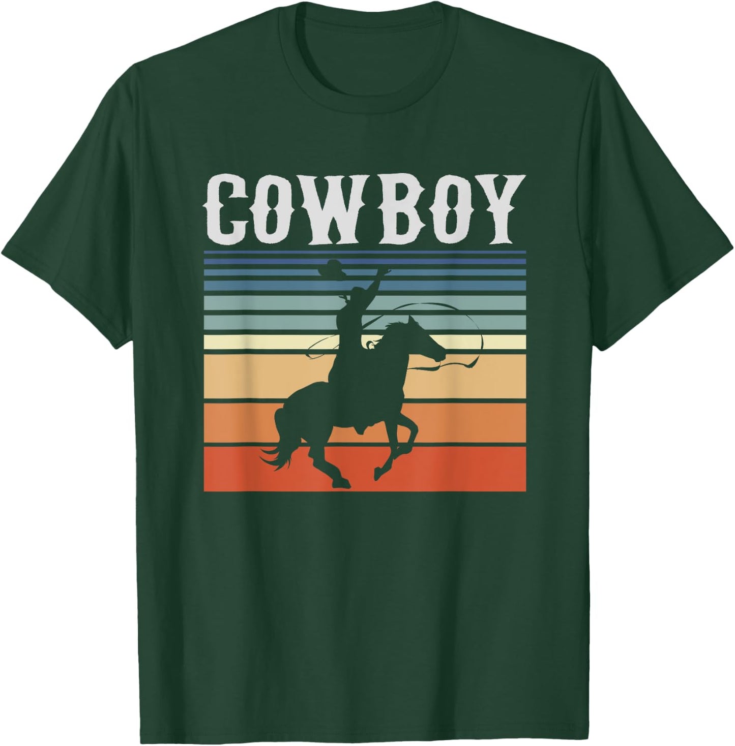 Retro Rodeo Western Bull Riding Line Dance Horse Cowboy T-Shirt - T-Shirt | Forest