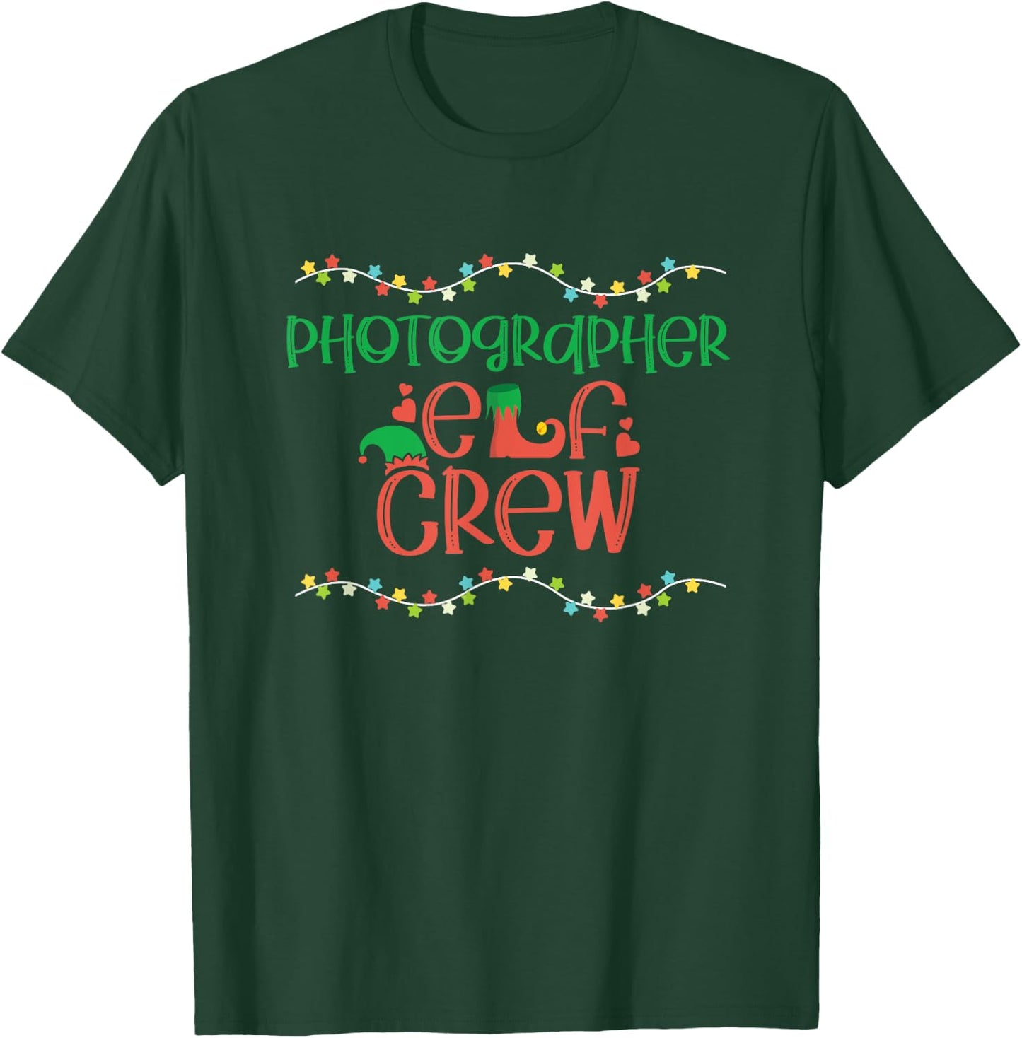 Photographer Christmas Elf Photography Camera Lover Gift T-Shirt - T-Shirt | Forest