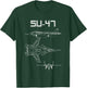Su-47 Fighter Plane Warbird Blueprint Schematics Diagram T-Shirt - T-Shirt | Forest