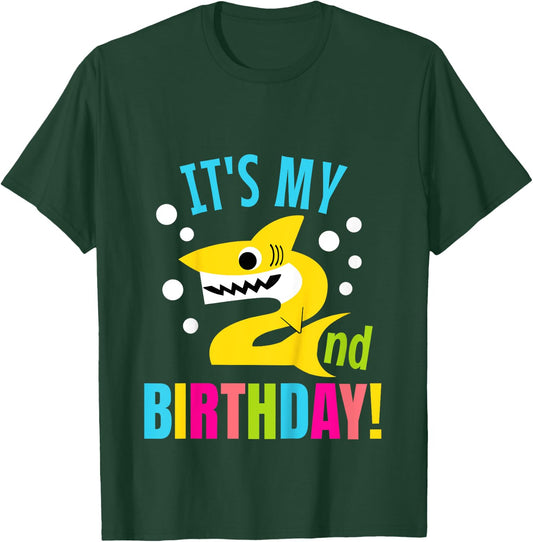 2 Year Old 2nd Shark Party Birthday Baby Gift Girls And Boys T-Shirt - T-Shirt | Forest