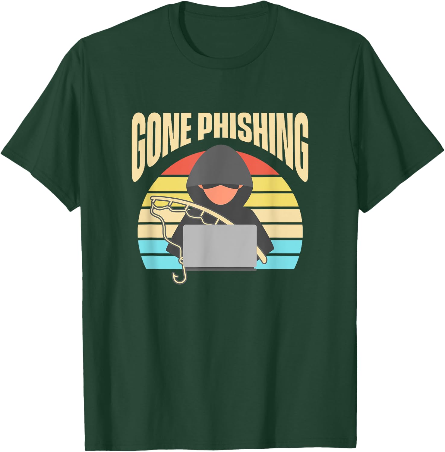 Retro Hacker Gone Phishing T-Shirt - T-Shirt | Forest