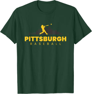 Pittsburgh Baseball Vintage Minimalist Retro Baseball Lover T-Shirt - T-Shirt | Forest