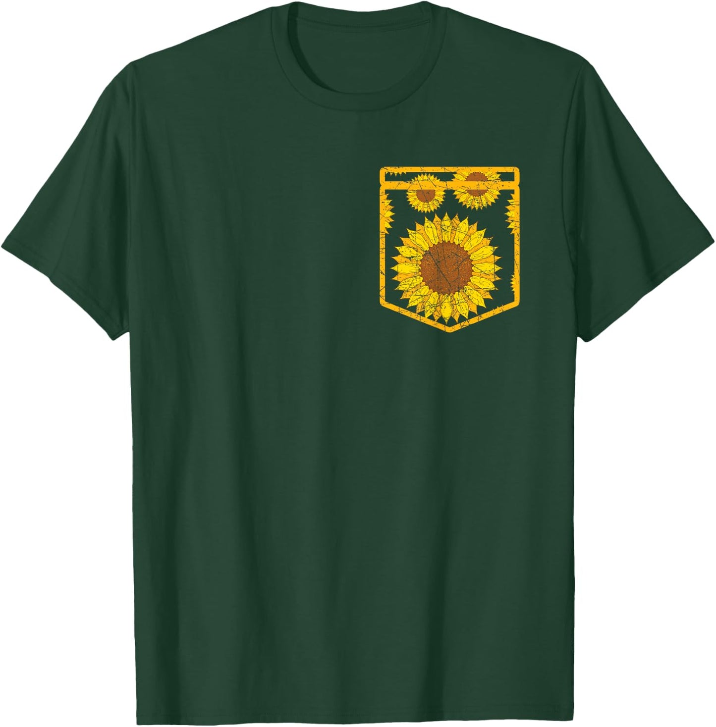 Florist Floral Cute Yellow Flower Pocket Sunflower T-Shirt - T-Shirt | Forest