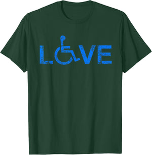 Love Acrostic Handicap Wheelchair Love T-Shirt - T-Shirt | Forest