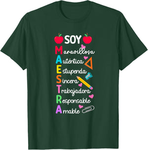 Soy Maestra De Español Spanish Teacher Bilingual Teacher T-Shirt - T-Shirt | Forest
