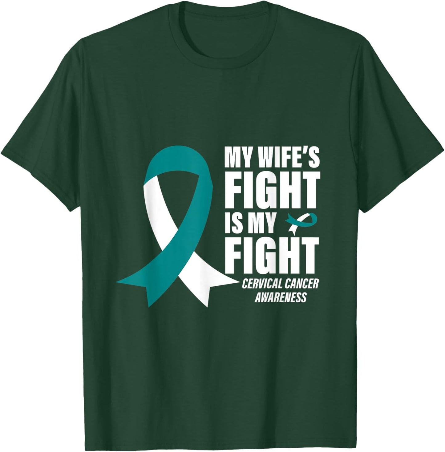 Husband Cancer Support Men Gift Cervical Cancer Awareness T-Shirt - T-Shirt | Forest