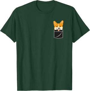 Corgi In Pocket Funny Corgi Crazy Dog Lover T-Shirt - T-Shirt | Forest