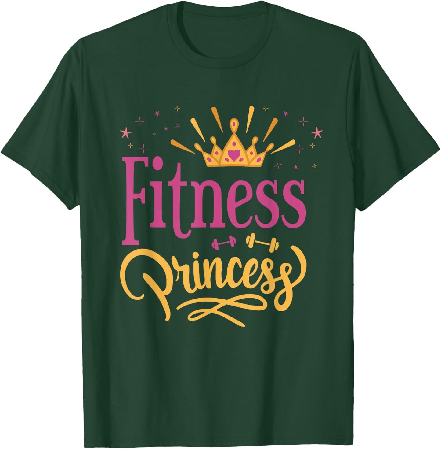 Cute Fitness Princess Girl's With Crown Workout Bodybuilding T-Shirt - T-Shirt | Forest