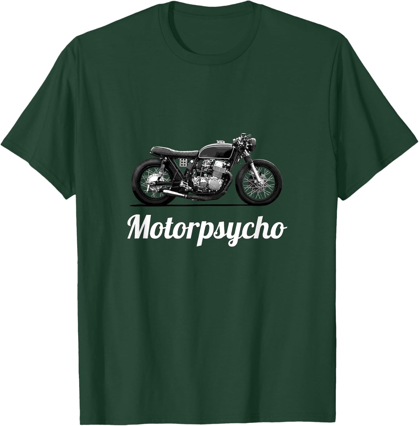 Motorpsycho Vintage Cafe Racer Motorcycle Gift T-Shirt - T-Shirt | Forest