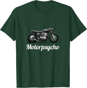 Motorpsycho Vintage Cafe Racer Motorcycle Gift T-Shirt - T-Shirt | Forest