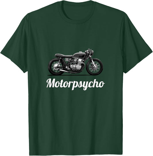 Motorpsycho Vintage Cafe Racer Motorcycle Gift T-Shirt - T-Shirt | Forest