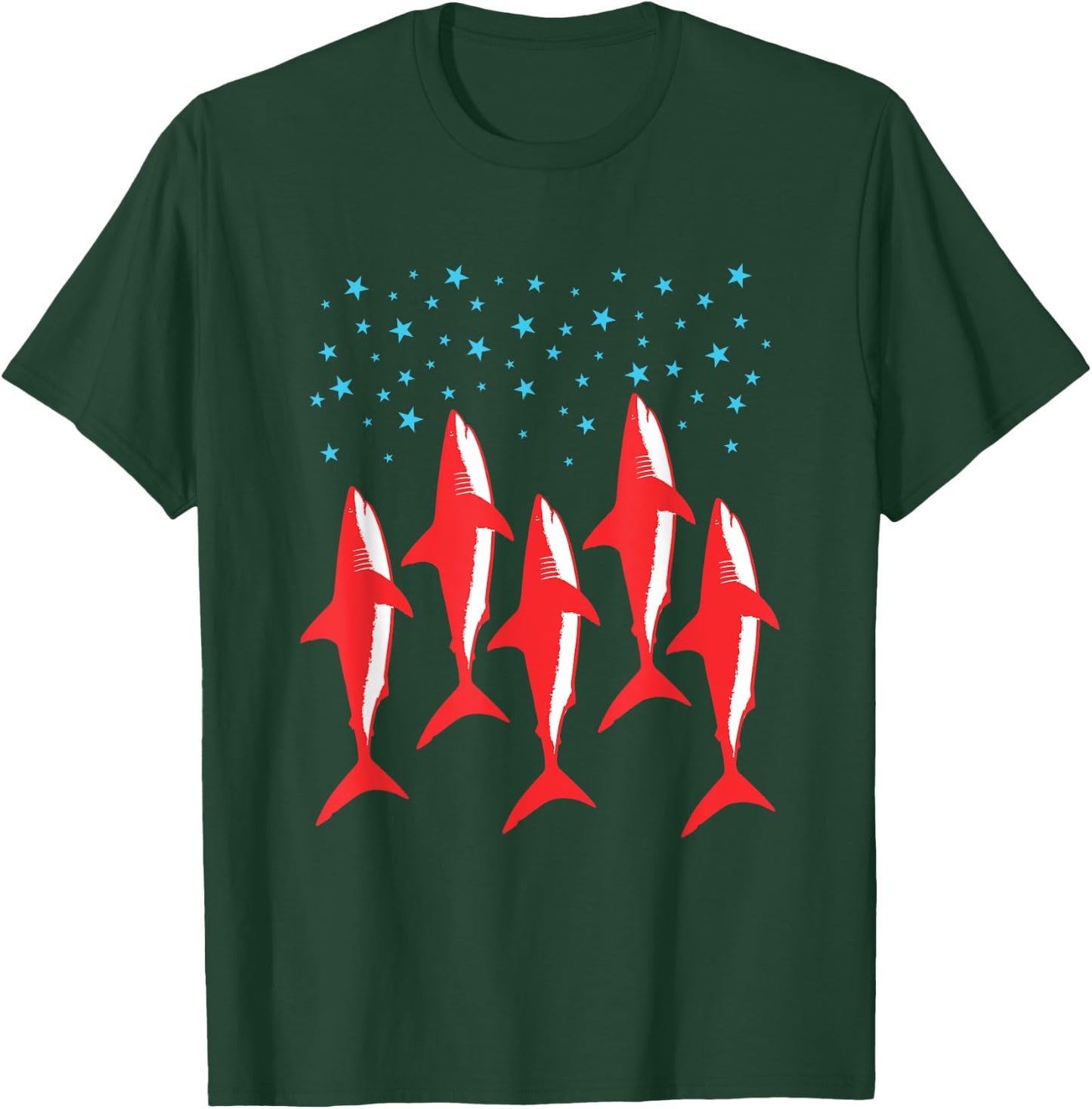 Red White and Blue Shark Patriotic American Flag Shark Lover T-Shirt - T-Shirt | Forest