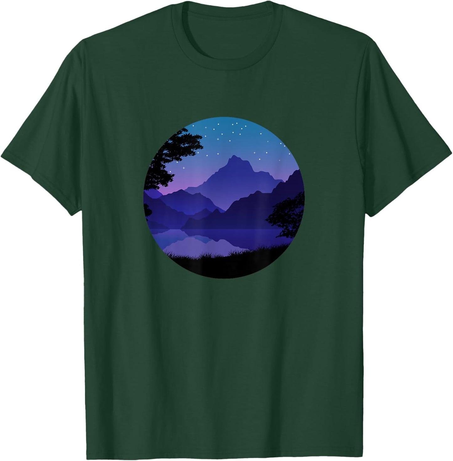 Mountain Silhouette Forest Lake Reflection T-Shirt - T-Shirt | Forest