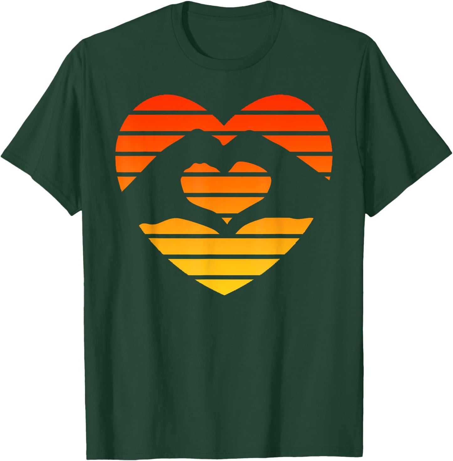 Sunset Sunrise Love Heart Hands Over Sun T-Shirt - T-Shirt | Forest