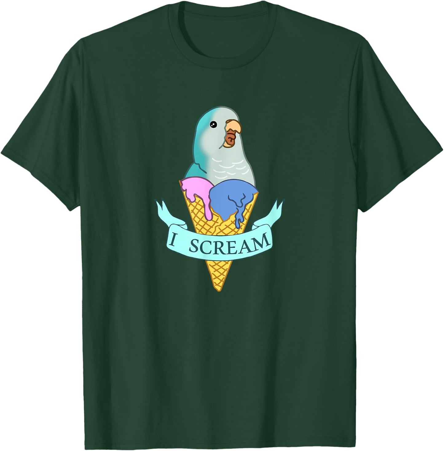I scream Quaker Parrot, Funny Ice cream Blue Monk Parakeet T-Shirt - T-Shirt | Forest