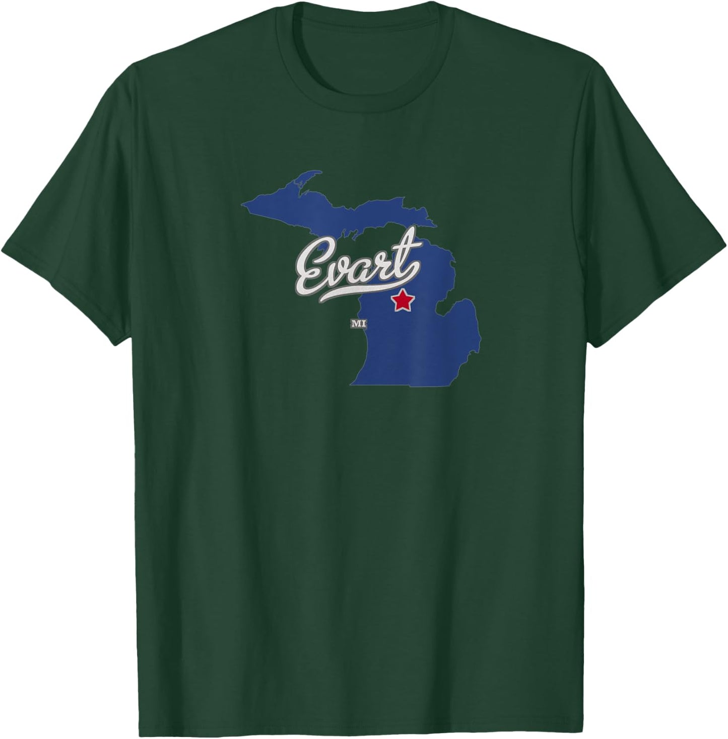 Evart Michigan MI Map T-Shirt - T-Shirt | Forest