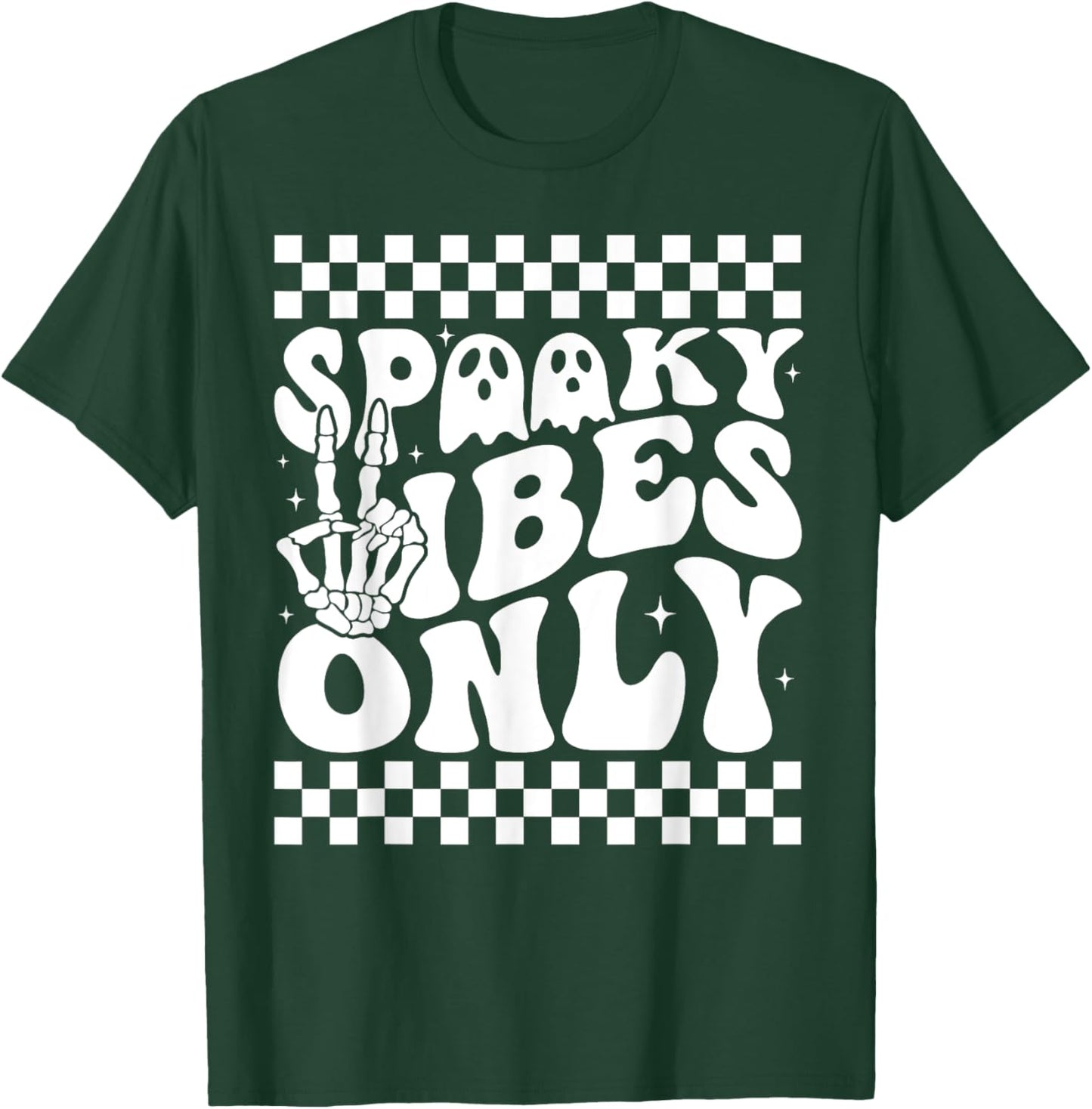 Spooky Vibes Only Toddler Halloween Skeleton Peace Retro T-Shirt - T-Shirt | Forest